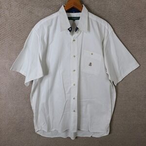 Vintage Ivanhoe Shirt Mens‎ XXL White Short Sleeve Button Down Embroidered Crest